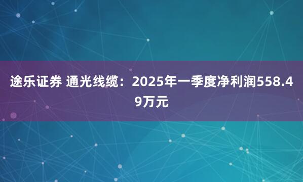 途乐证券 通光线缆：2025年一季度净利润558.49万元